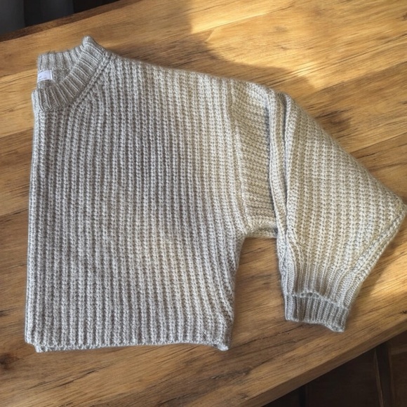 OAK + FORT light grey boxy chunky oversized cropped sweater womens size large - Picture 5 of 14